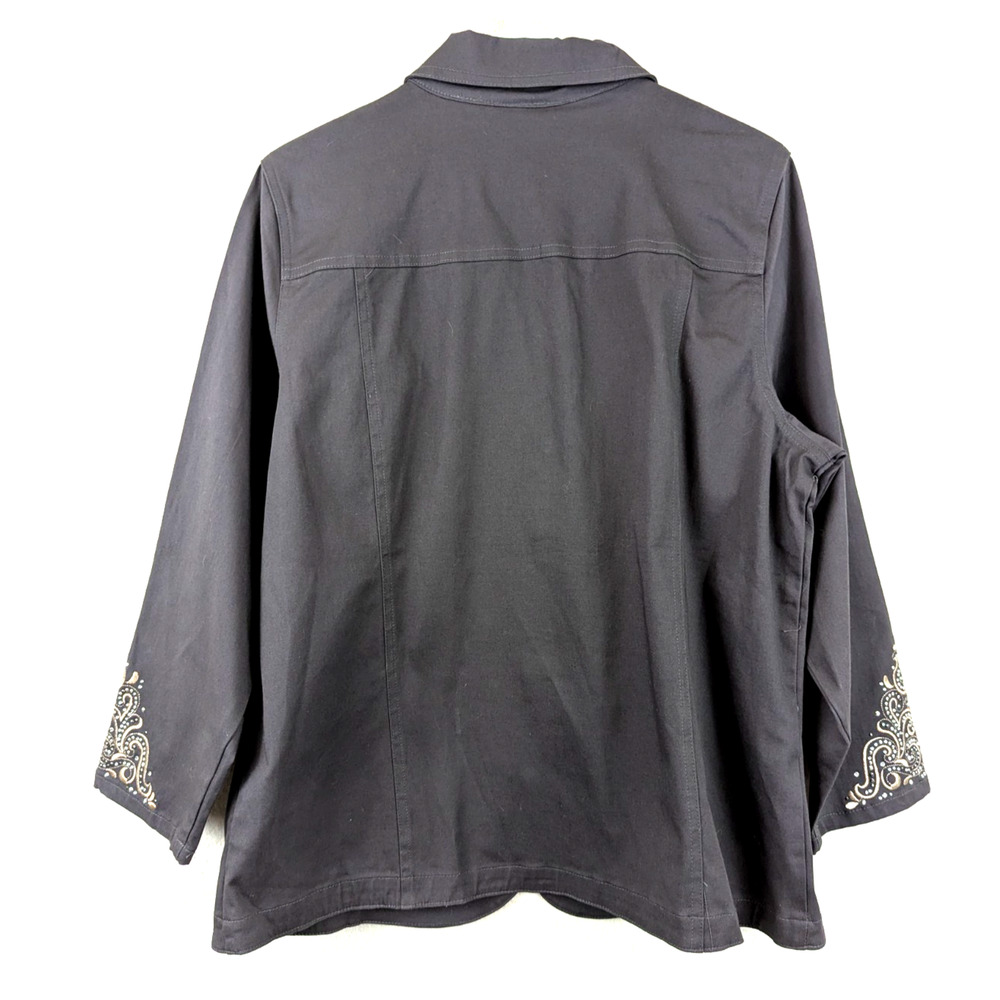 Quacker Factory Sz L Sequined Jacket Gray Buttons… - image 4